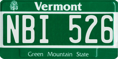 VT license plate NBI526