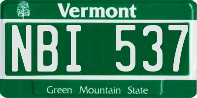 VT license plate NBI537