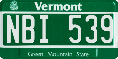 VT license plate NBI539