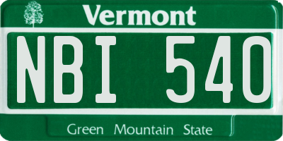 VT license plate NBI540