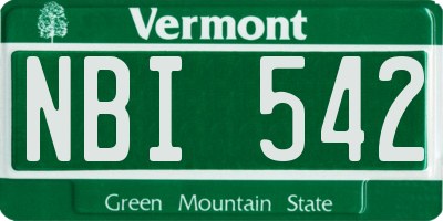 VT license plate NBI542
