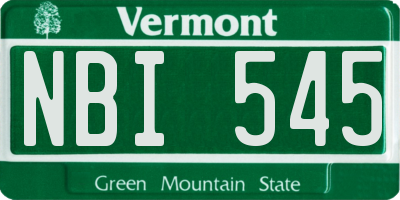 VT license plate NBI545