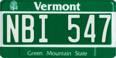VT license plate NBI547
