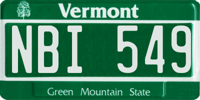 VT license plate NBI549