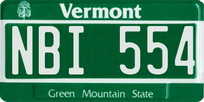 VT license plate NBI554