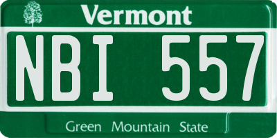 VT license plate NBI557