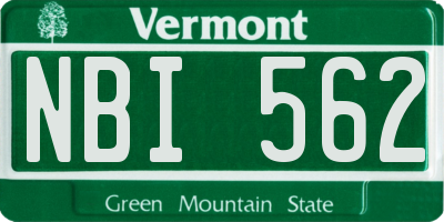 VT license plate NBI562