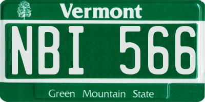 VT license plate NBI566