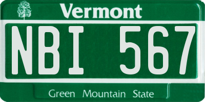 VT license plate NBI567