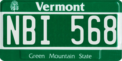 VT license plate NBI568