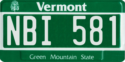 VT license plate NBI581