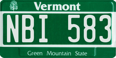 VT license plate NBI583