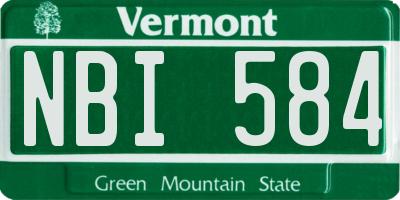 VT license plate NBI584