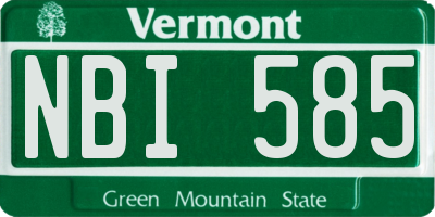 VT license plate NBI585