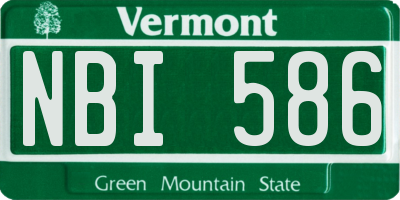 VT license plate NBI586