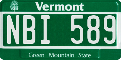 VT license plate NBI589