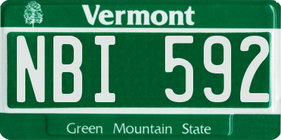 VT license plate NBI592