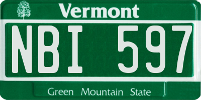 VT license plate NBI597
