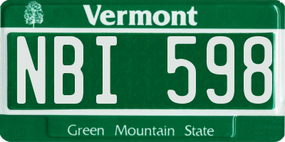 VT license plate NBI598