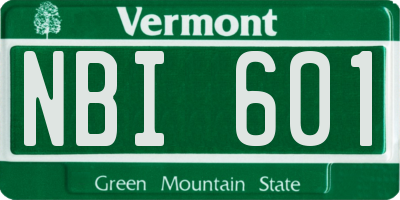 VT license plate NBI601