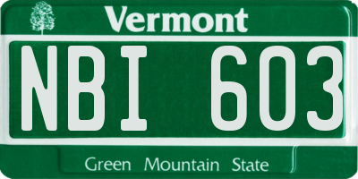 VT license plate NBI603