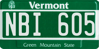 VT license plate NBI605