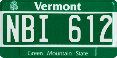 VT license plate NBI612