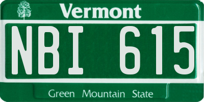 VT license plate NBI615