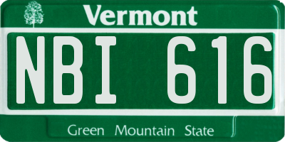 VT license plate NBI616