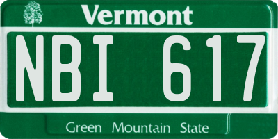 VT license plate NBI617