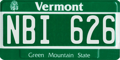 VT license plate NBI626