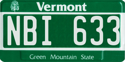 VT license plate NBI633