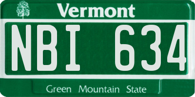 VT license plate NBI634