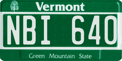 VT license plate NBI640