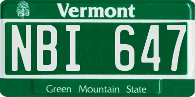 VT license plate NBI647
