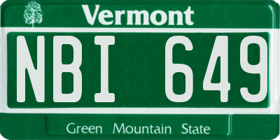 VT license plate NBI649