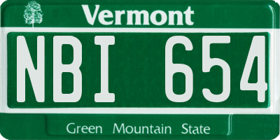 VT license plate NBI654