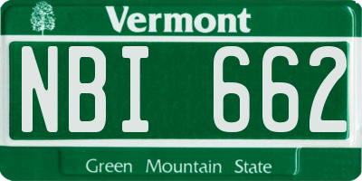 VT license plate NBI662