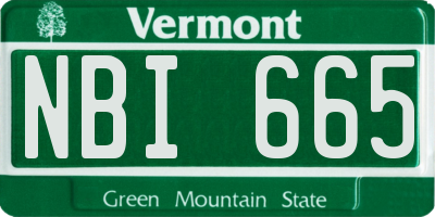 VT license plate NBI665