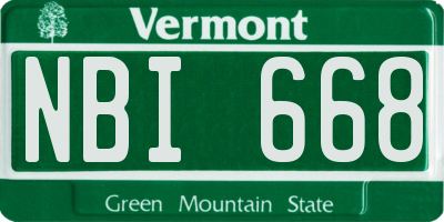 VT license plate NBI668