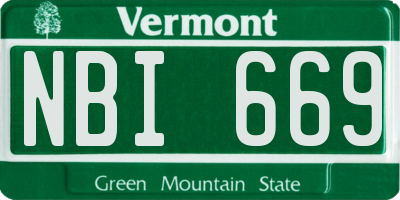 VT license plate NBI669