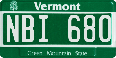 VT license plate NBI680