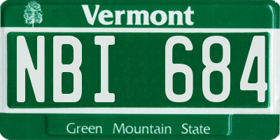 VT license plate NBI684