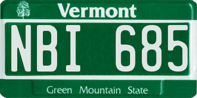VT license plate NBI685