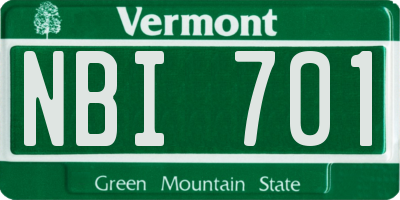 VT license plate NBI701