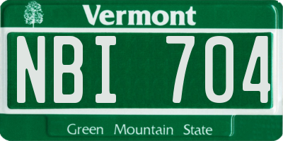 VT license plate NBI704