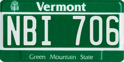 VT license plate NBI706