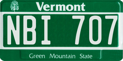 VT license plate NBI707
