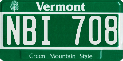 VT license plate NBI708