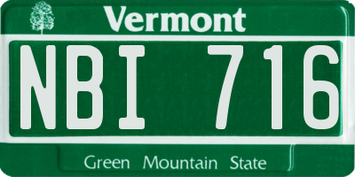 VT license plate NBI716